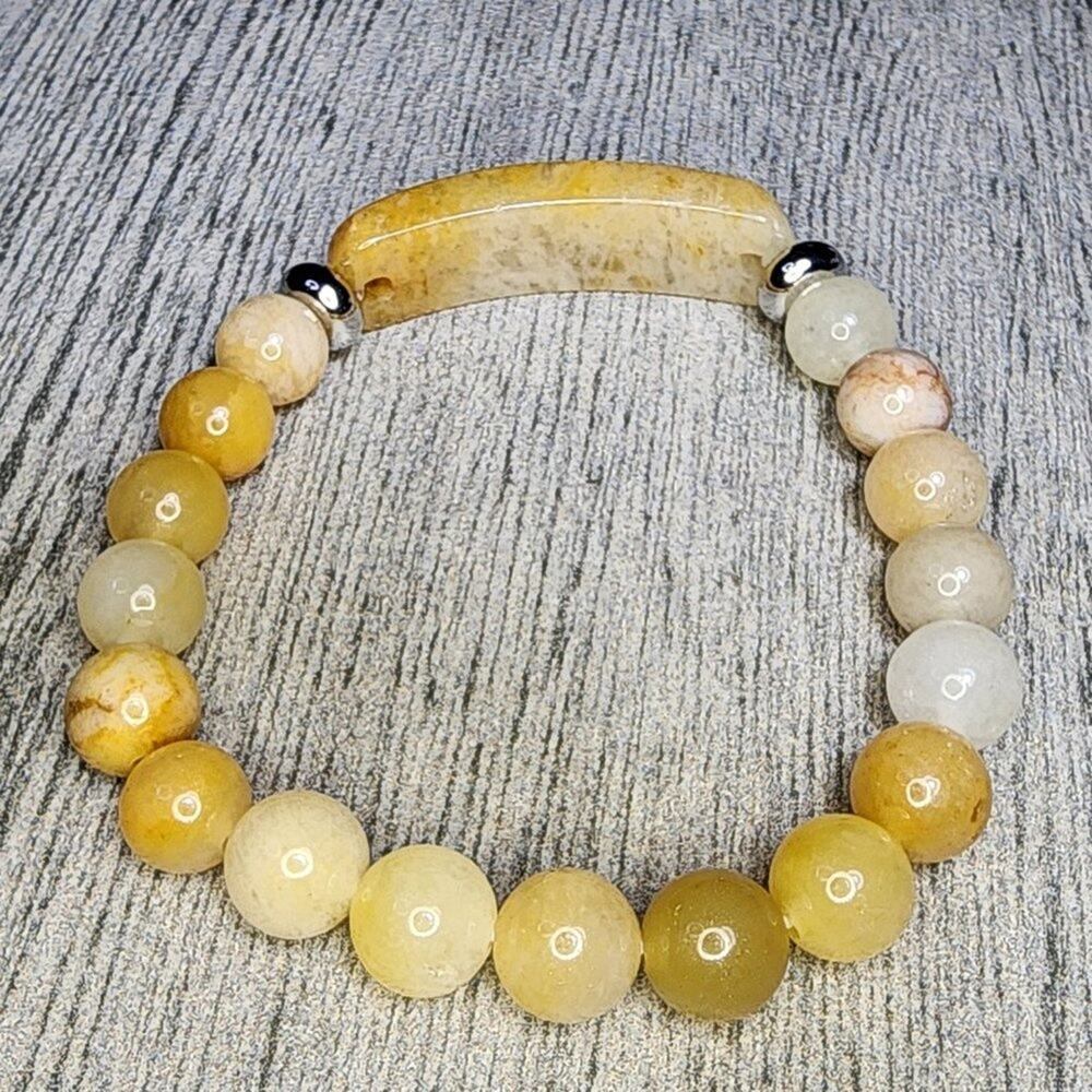 Healing Stone Bracelet, Natural Yellow Quartz Beaded Gemstone Crystals One Sz - Picture 2 of 2